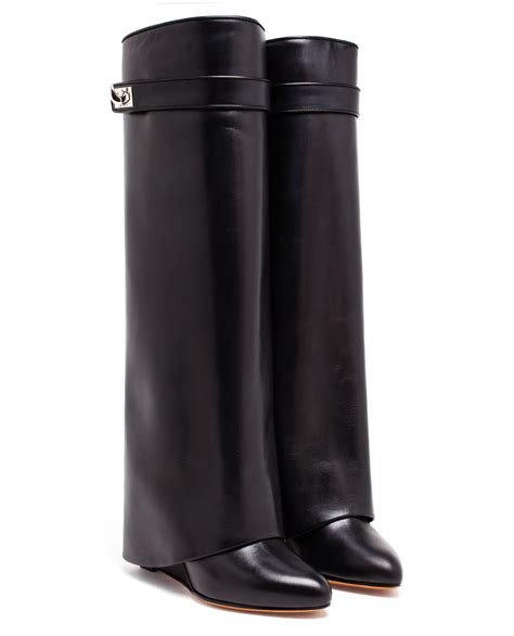 givenchy concealed heel knee-high leather boots|givenchy thigh high sock boots.